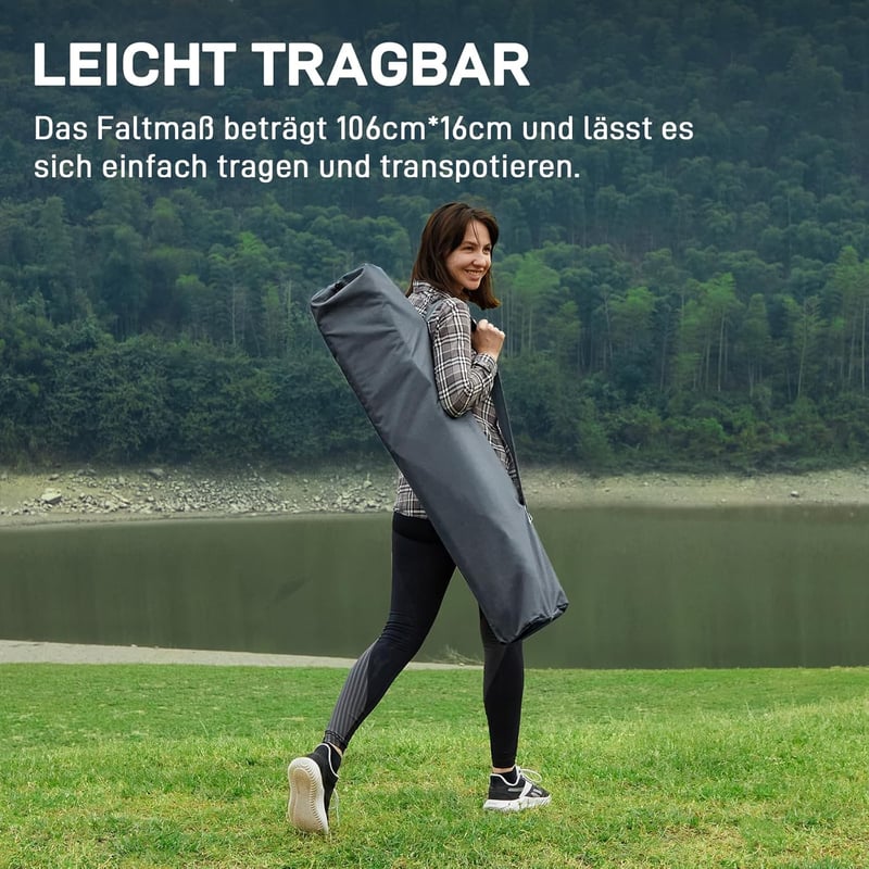 EVER ADVANCED összecsukható kemping ágy 200 kg terhelhetőséggel, 214x79 cm - Grey