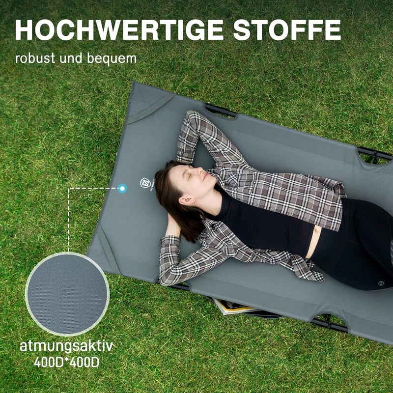 EVER ADVANCED összecsukható kemping ágy 200 kg terhelhetőséggel, 214x79 cm - Grey