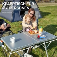 EVER ADVANCED Sklopivi kamperski stol 120x60 cm XL, stol za piknik za 4-6 osoba, nosivosti 60 kg, za vrt, balkon i otvorene prostore 6
