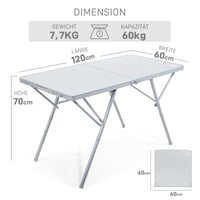 EVER ADVANCED Sklopivi kamperski stol 120x60 cm XL, stol za piknik za 4-6 osoba, nosivosti 60 kg, za vrt, balkon i otvorene prostore 3