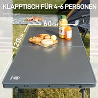 Skladací kempingový stôl EVER ADVANCED 120x60 cm XL pre 4-6 osôb, piknikový stôl s nosnosťou 60 kg do záhrady, na balkón a do exteriéru 4