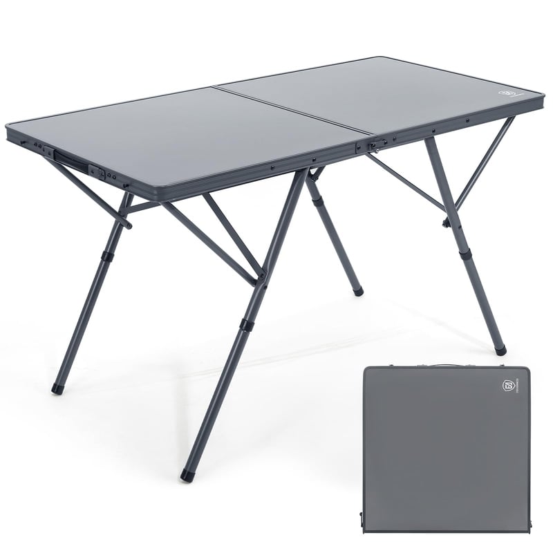 Skladací kempingový stôl EVER ADVANCED 120x60 cm XL pre 4-6 osôb, piknikový stôl s nosnosťou 60 kg do záhrady, na balkón a do exteriéru