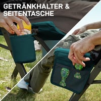 EVER ADVANCED Összecsukható Kempingszék Állítható Háttámlával, 150 kg Teherbírás, 6 cm Vastag Párnázás, Oldalsó Pohártartó Zseb, Kerti Horgász Szék 7