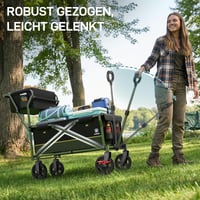EVER ADVANCED Összecsukható Kézikocsi Fékkel, Bevásárlókosárral, Italtartóval és Oldaltáskával, Strandkocsi és Kempingkocsi, 120 kg Teherbírás 8