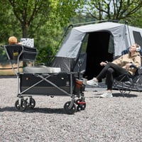 EVER ADVANCED Összecsukható Kézikocsi Fékkel, Bevásárlókosárral, Italtartóval és Oldaltáskával, Strandkocsi és Kempingkocsi, 120 kg Teherbírás 2