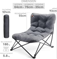 EVER ADVANCED XXL Kemping szék 180 kg teherbírás vastag párnázott magas támlával 4