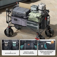 EVER ADVANCED XXL Sklopiva ručna kolica 225 L, nosivost 150 kg, s kočnicom i krovom, kolica za plažu za guranje i vuču sa širokim kotačima 20x8 cm 2