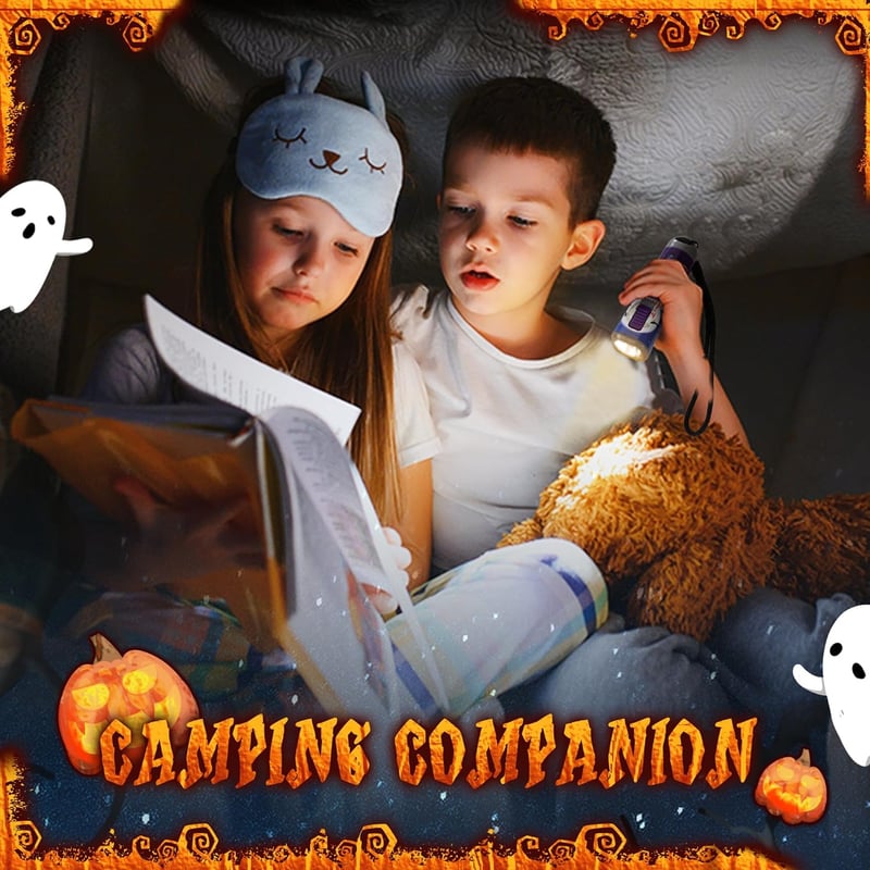 EVERBRITE Gyerek LED Zseblámpa Klippel, Halloween Fáklyaforma, Olvasáshoz és Kempinghez, Lila, Elemmel