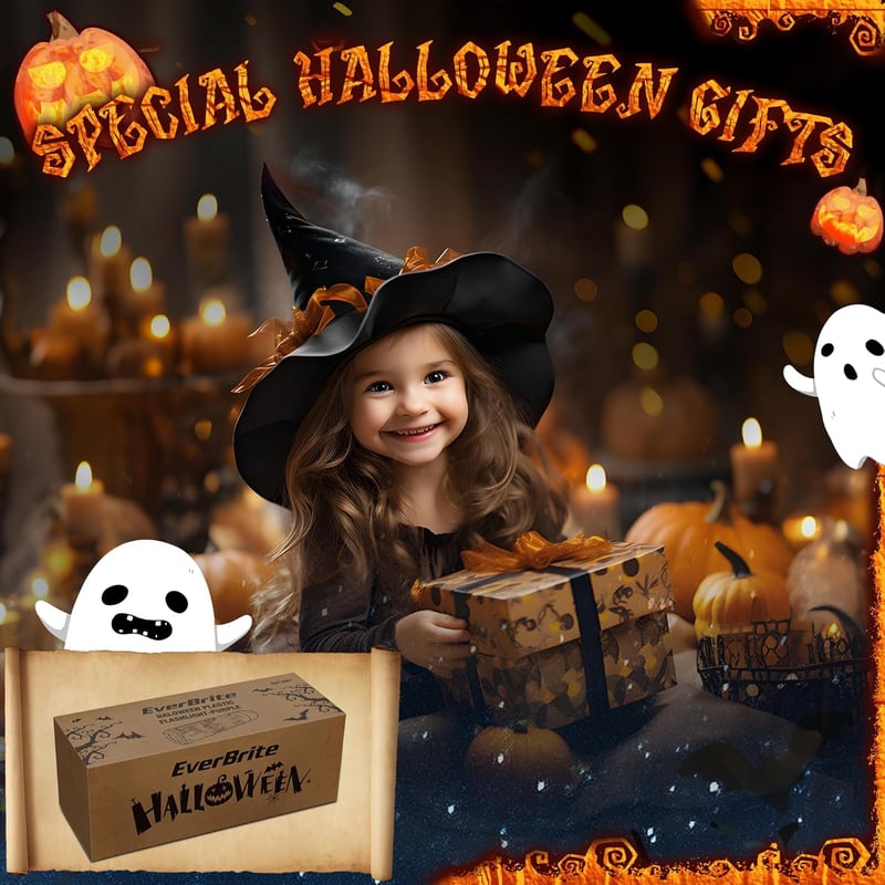 EVERBRITE Gyerek LED Zseblámpa Klippel, Halloween Fáklyaforma, Olvasáshoz és Kempinghez, Lila, Elemmel