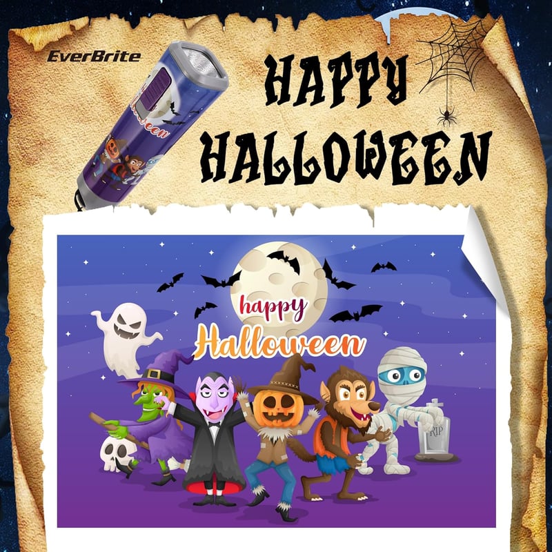 EVERBRITE Gyerek LED Zseblámpa Klippel, Halloween Fáklyaforma, Olvasáshoz és Kempinghez, Lila, Elemmel