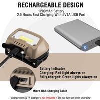 EverBrite LED fejlámpa 350 lumen khaki, USB töltős, mozgásérzékelő, 4 mód, vörös fény 6