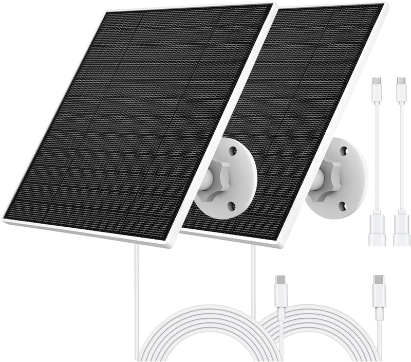 EverExceed 5W napelem Eufy kamerához, USB-C csatlakozó, Eufycam 3/3C/2/2Pro kompatibilis - 2 Pack