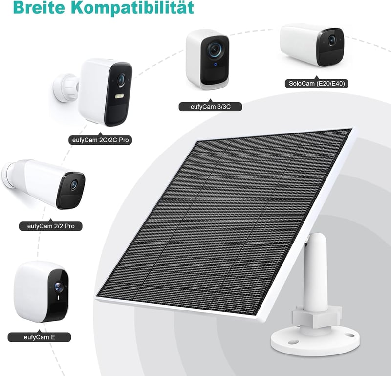 EverExceed 5W napelem Eufy kamerához, USB-C csatlakozó, Eufycam 3/3C/2/2Pro kompatibilis - 2 Pack