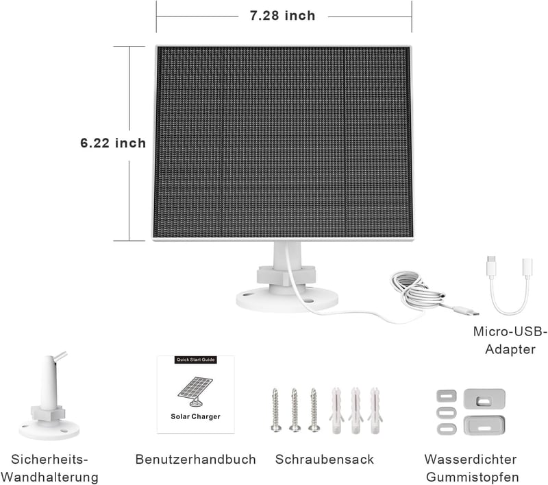 EverExceed 5W napelem Eufy kamerához, USB-C csatlakozó, Eufycam 3/3C/2/2Pro kompatibilis - 2 Pack