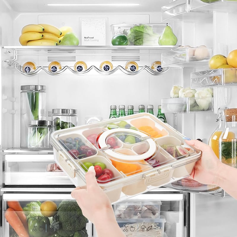 Everkeen Többrekeszes Uzsonna Tároló Doboz Fedéllel - Újrahasználható Műanyag Snack Szervező Édesség Zöldség Keksz Dió Tároláshoz