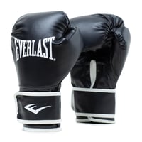 Boxerské rukavice Everlast Core 2, veľkosť L/XL, čierne – Boxerské rukavice zo syntetickej kože na vrece, lapy a fitnes, dvojvrstvové penové polstrovanie, ergonomické 1