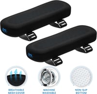 Everlasting Comfort Karfatámasz Párna - Memory Foam Karfapárna Irodai Székhez, Gaming Székhez - Fekete Ovális Karpárna 2 db 7