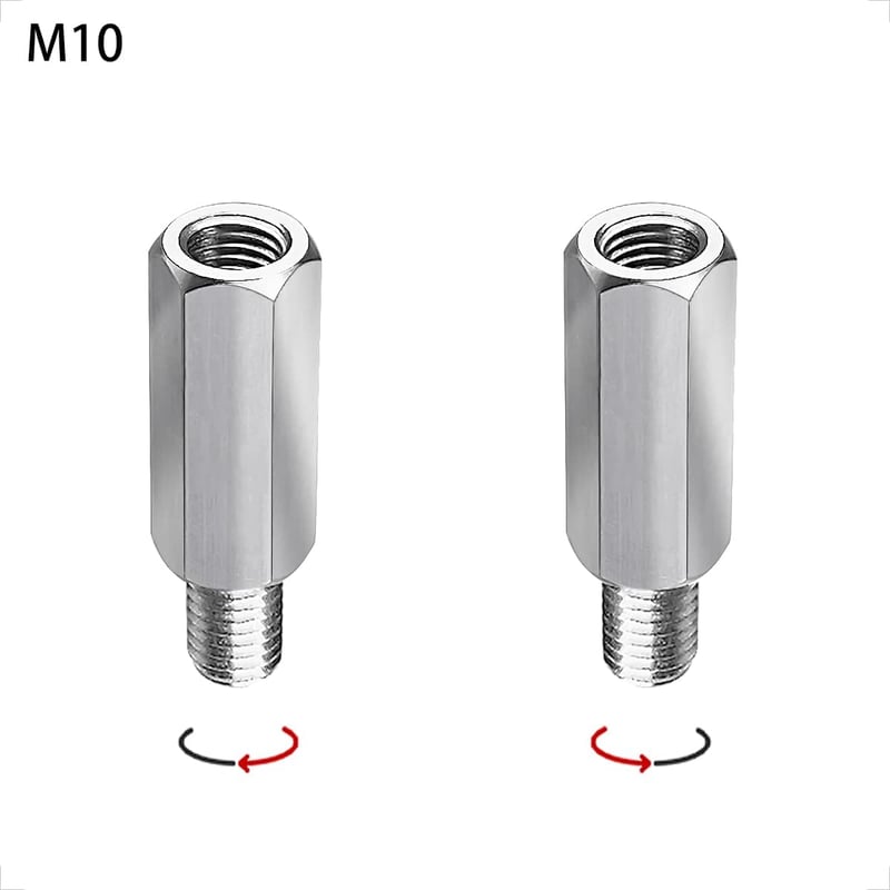 evermotor M10 rozsdamentes acél tükör adapter motorhoz és robogóhoz jobb bal menettel 2 db