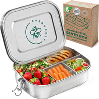 Everusely Bento Box, Caserolă din Oțel Inoxidabil de 1,4 L, 5 Compartimente, pentru Adulți și Copii 1