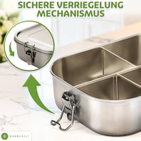 Everusely Bento Box, Caserolă din Oțel Inoxidabil de 1,4 L, 5 Compartimente, pentru Adulți și Copii 7