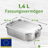 Everusely Bento Box, Caserolă din Oțel Inoxidabil de 1,4 L, 5 Compartimente, pentru Adulți și Copii 3