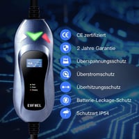 EVFUEL Type 2 hordozható EV töltőkábel 16A, 3.6 kW, 5 méter, Schuko EU 2