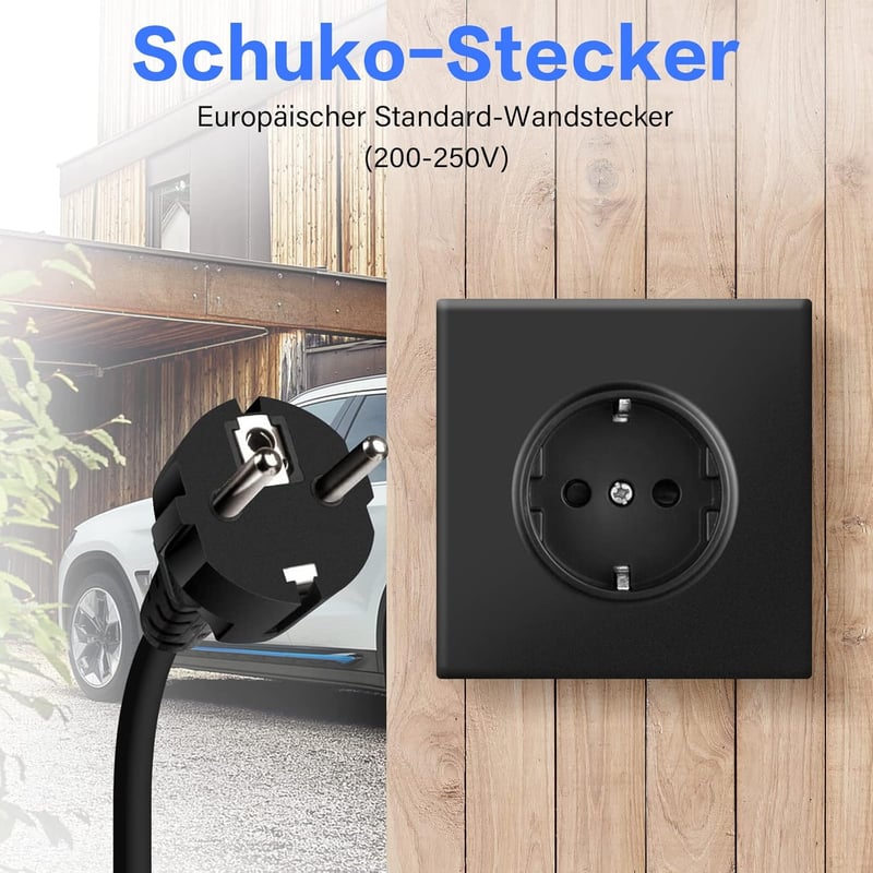 EVFUEL Type 2 hordozható EV töltőkábel 16A, 3.6 kW, 5 méter, Schuko EU