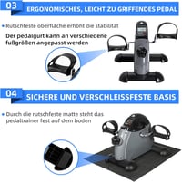 EVOLAND Mini Fitness Bike Pedál Tréner LCD Kijelzővel Kar és Lábedzéshez - grey black 6
