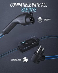 EVPEIWE Type 1 Elektromos Autó Töltőkábel Schuko Csatlakozóval - 3,68 kW, 5m, Állítható Áramerősség, Hordozható, IP65 Vízálló, SAE J1772 3