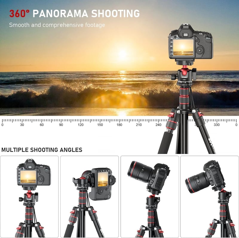 EVUMO 203 cm Kamera Állvány 36 mm Gömbfejjel - 8 kg Teherbírású DSLR Tripod Monopod Funkcióval, Videókamerákhoz és Fényképezőgépekhez, 2 Gyo