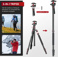 EVUMO 203 cm Kamera Állvány 36 mm Gömbfejjel - 8 kg Teherbírású DSLR Tripod Monopod Funkcióval, Videókamerákhoz és Fényképezőgépekhez, 2 Gyo 4