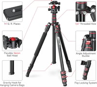 EVUMO 203 cm Kamera Állvány 36 mm Gömbfejjel - 8 kg Teherbírású DSLR Tripod Monopod Funkcióval, Videókamerákhoz és Fényképezőgépekhez, 2 Gyo 2
