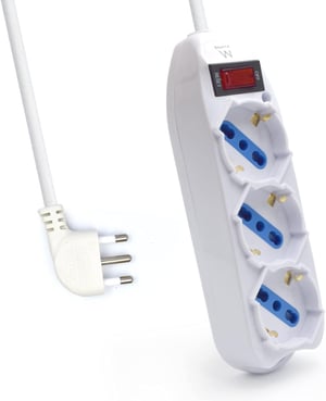 Produžni kabel Ewent EW3912 s 3 talijanske Schuko utičnice, zaštitom od prenapona, bijeli, 1,5 m