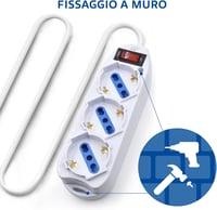 Ewent EW3912 elosztó 3 olasz Schuko aljzattal, túlfeszültség-védelemmel, fehér, 1,5 m 8
