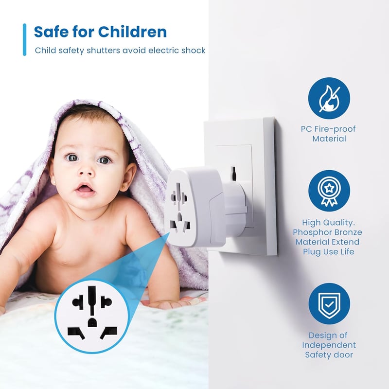 Ewent Utazó Adapter Világról Európára Univerzális US UK AU CH Schuko Aljzat - 48 x 50 x 60 mm - 52 gr, World on Schuko socket