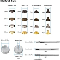 Ewwtrey 120 db Patentgomb Készlet, 12.5 mm Réz Fém Patentek Varrás Nélkül, Szerszámmal Bőr Kabát Ruházat Táska Kézműves 2