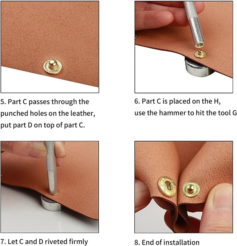 Ewwtrey 120 db Patentgomb Készlet, 12.5 mm Réz Fém Patentek Varrás Nélkül, Szerszámmal Bőr Kabát Ruházat Táska Kézműves