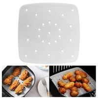 Ewwtrey 200 bucăți hârtie de copt pentru friteuză cu aer cald, 22 cm hârtie de copt perforată, hârtie de gătit pătrată pentru Airfryer 2