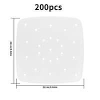 Ewwtrey 200 bucăți hârtie de copt pentru friteuză cu aer cald, 22 cm hârtie de copt perforată, hârtie de gătit pătrată pentru Airfryer 3