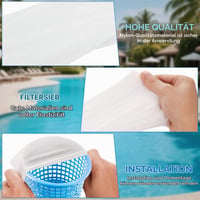 Ewwtrey Șosete pentru skimmer piscină 20 buc., plasă de filtrare albă pentru coșul de filtrare, sită cu plasă pentru coșul skimmer-ului de piscină, pentru îndepărtarea frunzelor și a impurităților 3