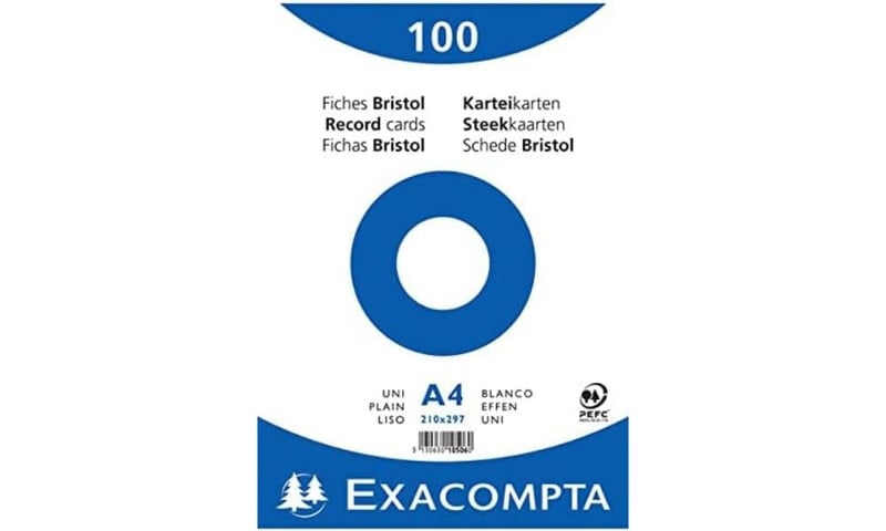Exacompta 100 ks Kartónové hárky hladké bez otvorov vo fólii 210x297 mm biele