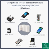 Termopapier do platobných terminálov Exacompta 40761E – 57 mm x 18 m, Ø 40 mm, bez fenolov, 55 g/m², 20 ks v balení 8
