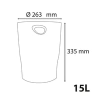 Exacompta 45324D Ecobin Odpadkový kôš s úchytmi, 15 litrov, karmínovo červený priesvitný, 26,3x26,3x33,5 cm, kancelársky odpadkový kôš 4