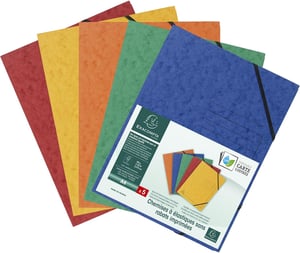 Exacompta 555410E Colorspan rohová zložka DIN A4, s 2 gumičkami - rôzne farby - 5 ks