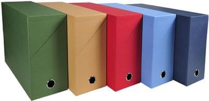 Exacompta 89420E Cutie de documente din carton cu înveliș textil - cotor de 120 mm - culoare aleatorie
