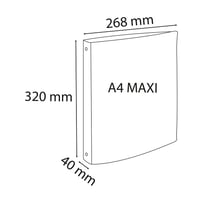 Zakladač krúžkový Exacompta Chromaline PP 54355E - A4 Maxi, chrbát 40 mm, krúžok 30 mm, 32x26,8 cm, červený, 5 ks 2