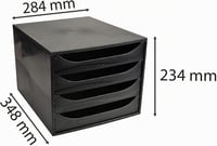 Exacompta Ecobox 228014D 4 fiókos irattároló doboz A4+ - fekete 2