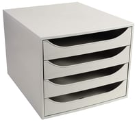 Exacompta ECOBOX 228606D zásuvkový box na dokumenty A4+, 4 zásuvky, sivý, 34,8 x 28,4 x 23,4 cm, stolový úložný box s vysokou kapacitou 3