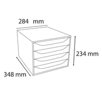 Exacompta ECOBOX 228606D zásuvkový box na dokumenty A4+, 4 zásuvky, sivý, 34,8 x 28,4 x 23,4 cm, stolový úložný box s vysokou kapacitou 2