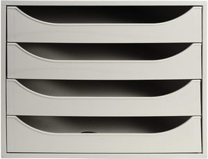 Exacompta ECOBOX 228606D ladicar s 4 ladice za A4+ dokumente, sivi, 34,8 x 28,4 x 23,4 cm, stolni spremnik velikog kapaciteta
